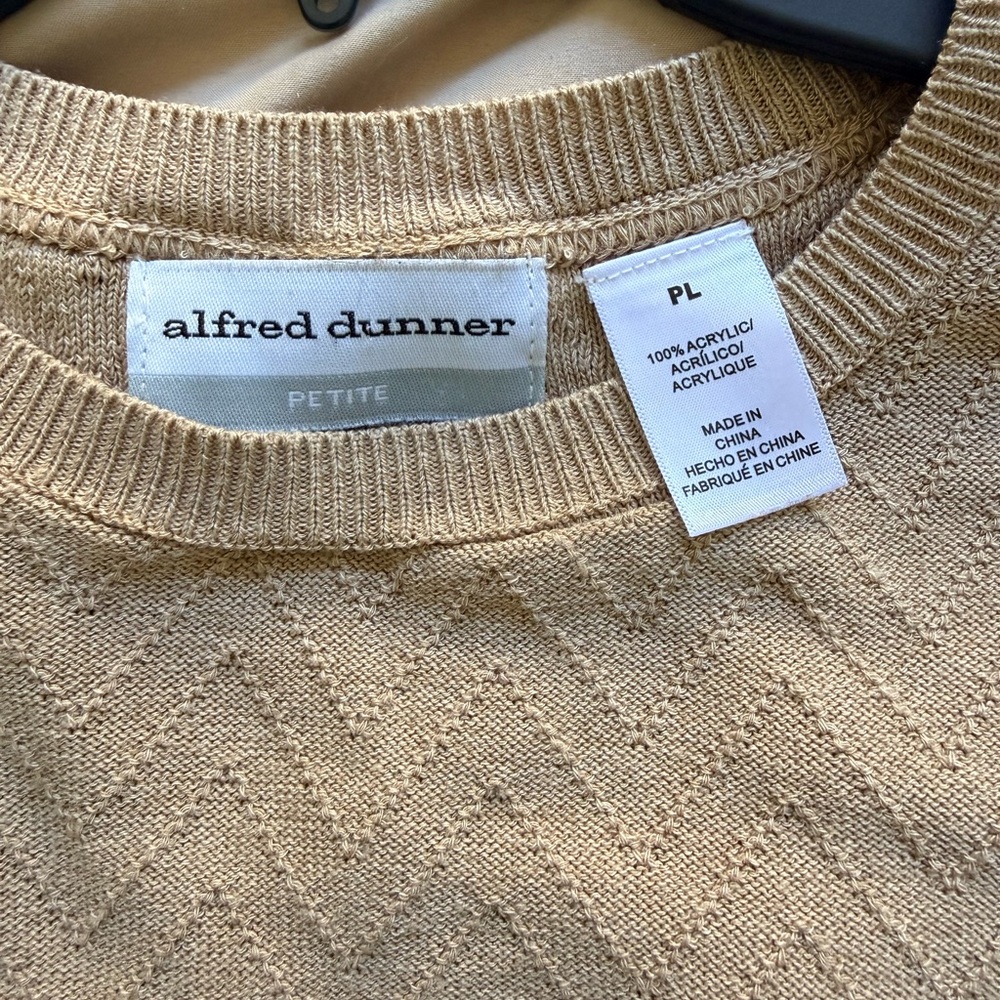 Alfred Dunner Beige Chevron Knit Sweater